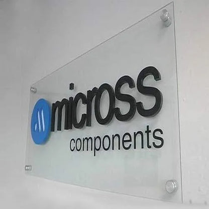Custom Acrylic Office Name Plate | Modern Glass Look Wall Signage | Professional Business Door Sign for Branding & Reception Display
