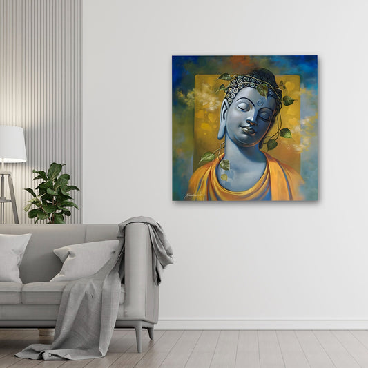 serene Buddha wall painting peaceful spiritual canvas art for living room decor