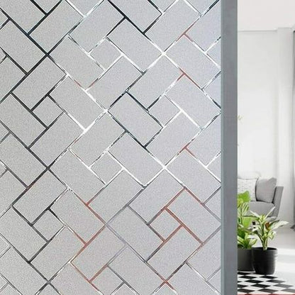 Abstract Line Frosted Glass Film for Office Partitions | Modern Designer Privacy Vinyl for Glass Doors & Cabins | Geometric Stripe Pattern