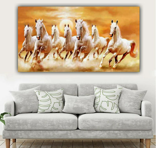 white running horses wall art canvas golden sunset horse painting