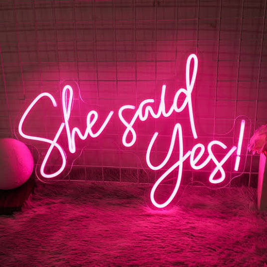 she said yes neon sign board pink neon light wedding proposal decor