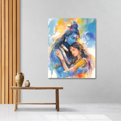 Shiv Parvati canvas painting frame divine spiritual painting on canvas wall decor for living room