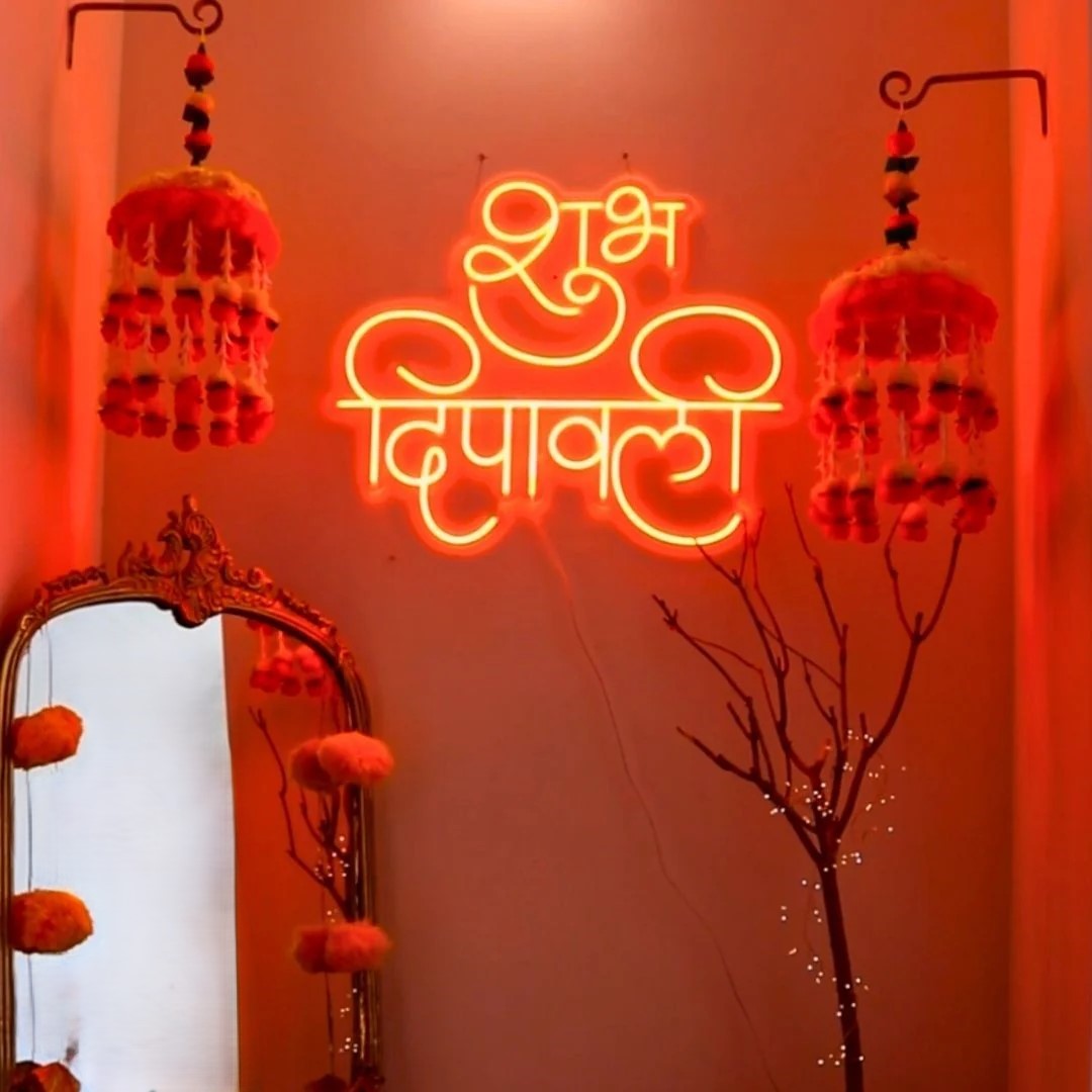 Shubh Diwali Neon Sign Board LED Wall Decor