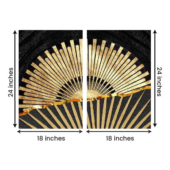 Abstract Golden Sunrise Canvas Painting Wall Art Set – Frame for Living Room (18 x 24 Inches Each Part)