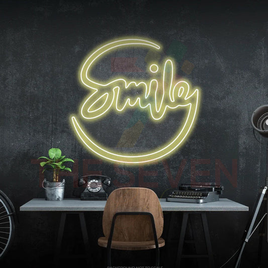 Smile Neon Sign Board LED Motivational Neon Light Wall Decor