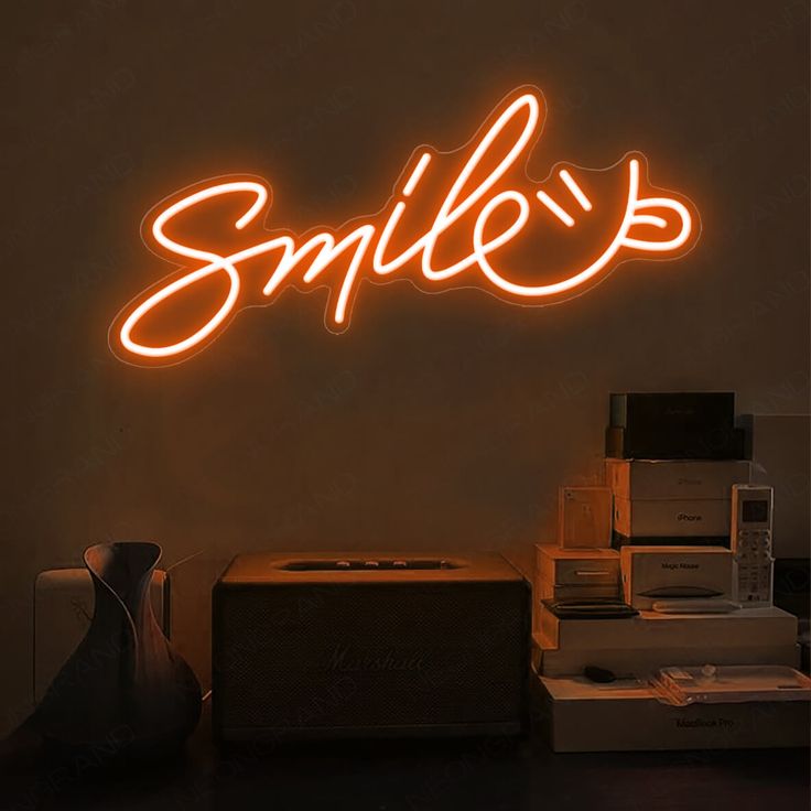 Smile Wink Neon Sign Board Warm LED Wall Decoration