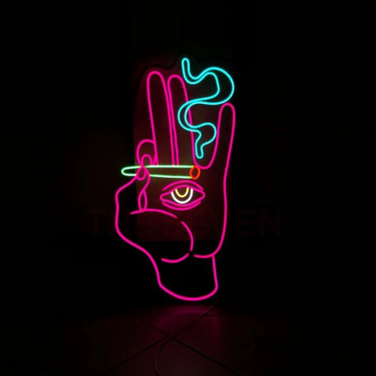 Smoking hand neon sign board customised colorful neon light for studio wall decor
