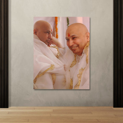 Spiritual guru duo portrait canvas painting frame painting on canvas wall decor for living room