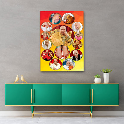 Spiritual guru photo collage canvas wall art with multiple images for home decor
