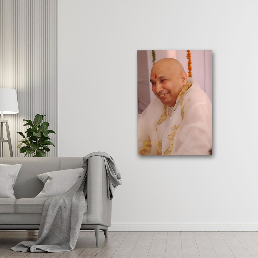 Spiritual guru smiling portrait canvas wall art for home decor
