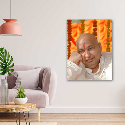Spiritual guru portrait canvas wall art with tilak for home decor
