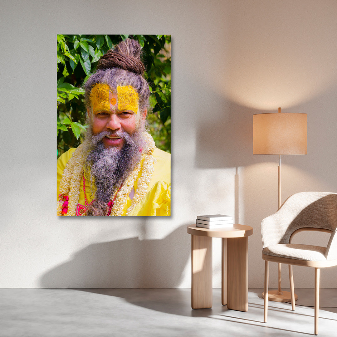 spiritual sadhu portrait canvas painting frame indian guru wall decor living room