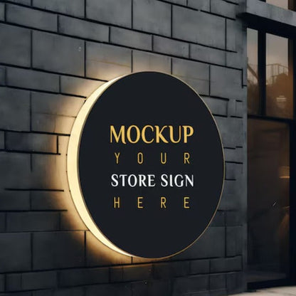 stone finish wall panel with backlit 3D letters for building facade signage and outdoor decor