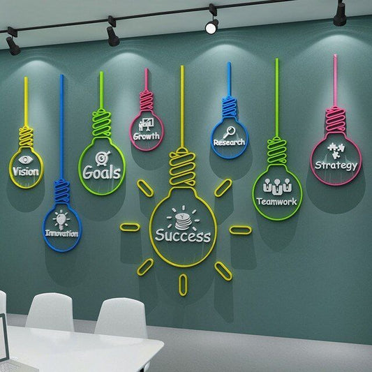 Success concept acrylic wall art with vision goals growth strategy teamwork office wall decor
