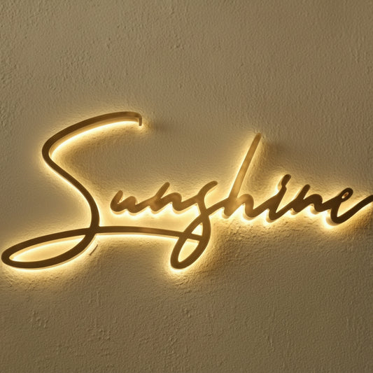 Sunshine LED neon script sign warm white cursive wall light aesthetic home decor