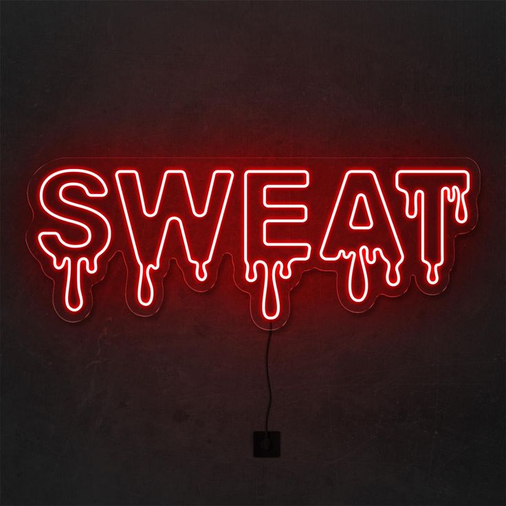 Sweat Neon Sign | Custom Neon Sign | Neon for Living Room Neon sign with the word 'SWEAT' on a dark background