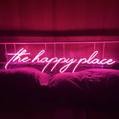 the happy place neon sign board customised pink neon light signs bedroom wall decor custom neon sign