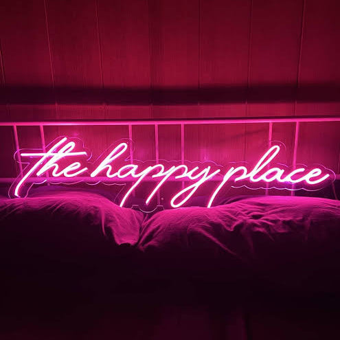 the happy place neon sign board customised pink neon light signs bedroom wall decor custom neon sign
