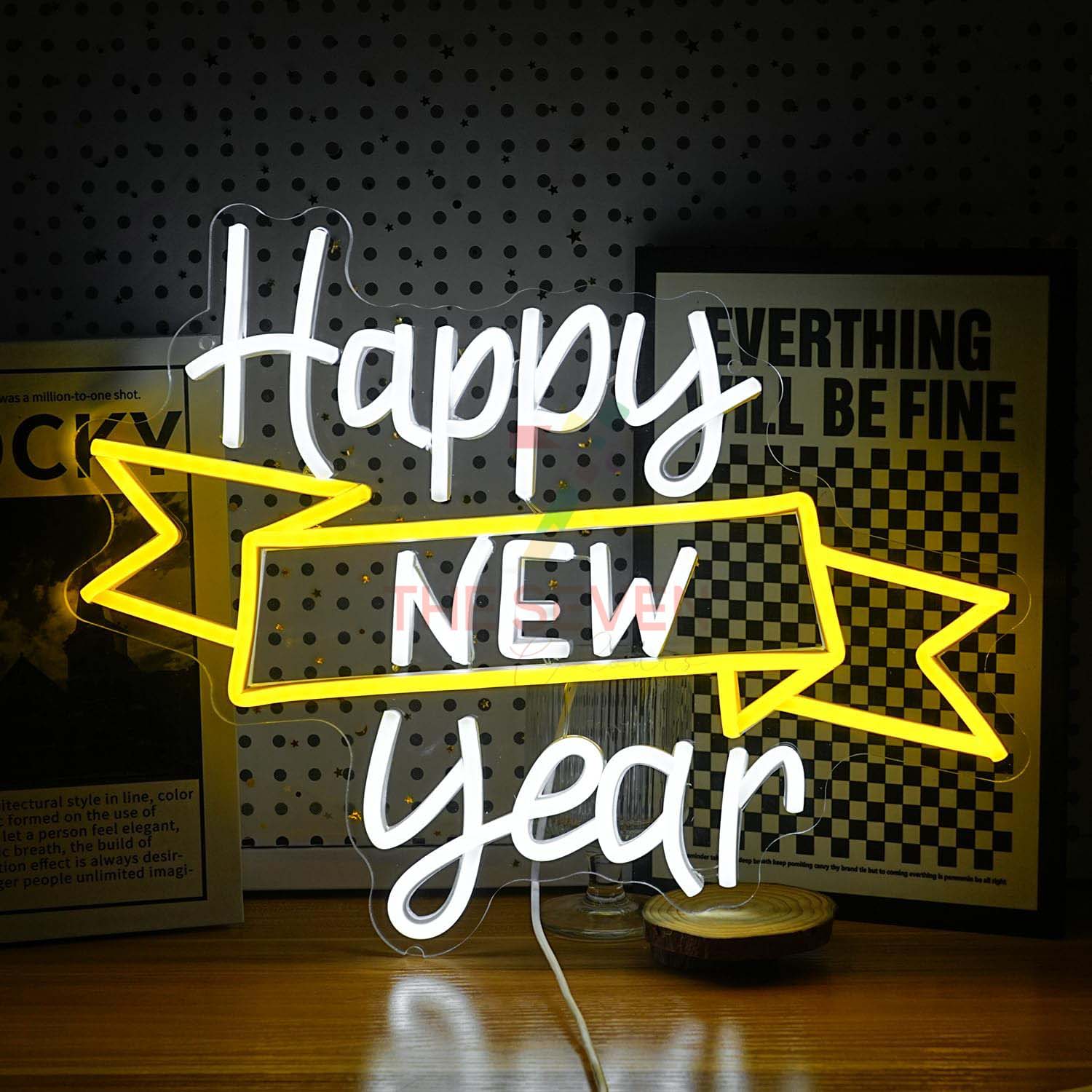 Happy New Year LED Neon Sign Art 2024 Icon Light