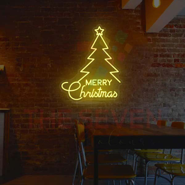 Gift Tree Merry Christmas Tree LED Neon Sign Art