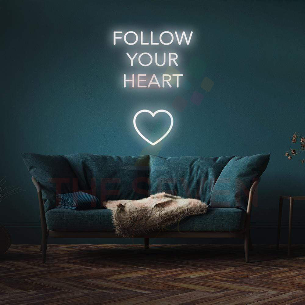 Follow Your Heart Neon Sign art for Decor | Custom Heart sign art