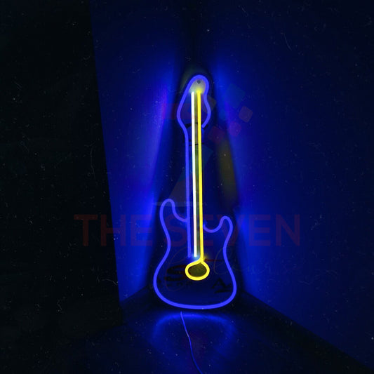 Guitar Icon Neon Sign art for Studio Decor | Custom Guitar sign art