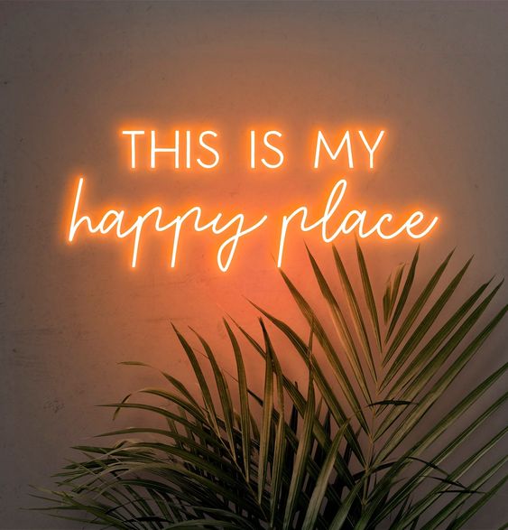 This is my happy place neon sign board orange neon light aesthetic wall decor