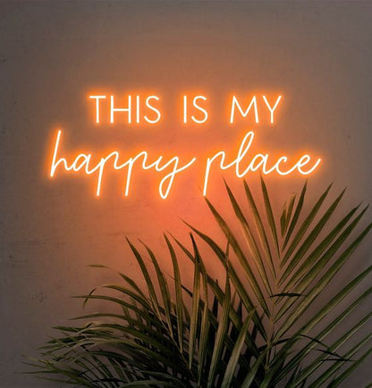 This is my happy place neon sign board orange neon light aesthetic wall decor