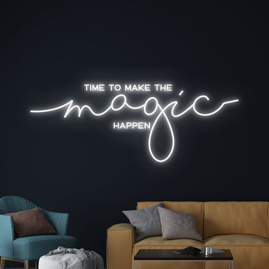 Time to make the magic happen neon sign board customised white neon light for living room wall decor