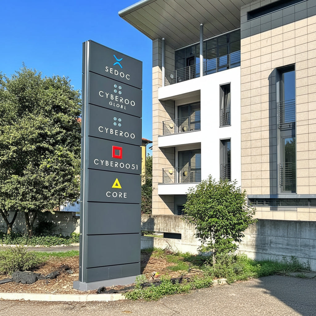 Corporate Directory Totem Sign Board with LED Elements for Business Parks, Office Complex & Wayfinding Signage