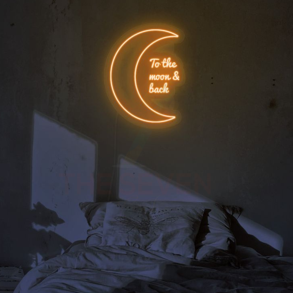 To the moon and back neon sign board customised warm yellow neon light for bedroom wall