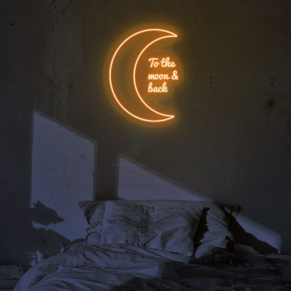To the moon and back neon sign board customised warm yellow neon light for bedroom wall