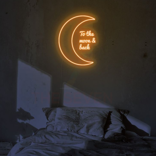 To the moon and back neon sign board customised warm yellow neon light for bedroom wall
