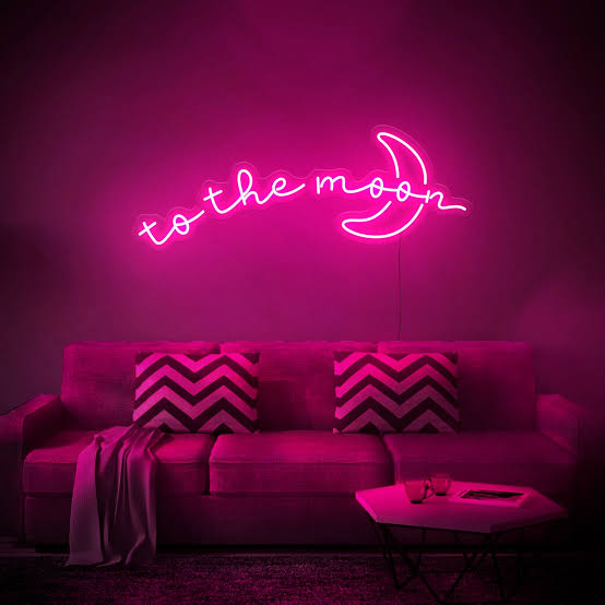 To the moon neon sign board pink neon light moon wall decor