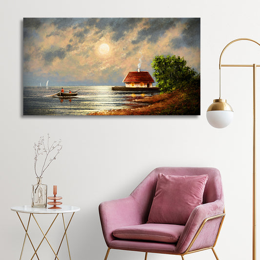 Ocean Village Home Abstract Canvas Wall painting Frame for Living Room Wall Decor Gifting
