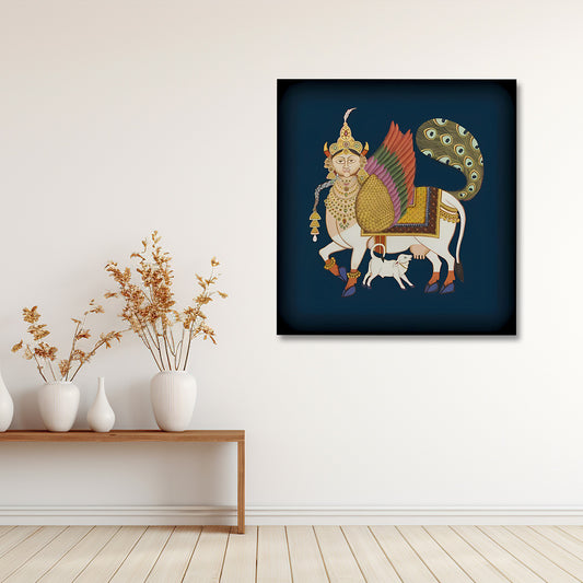 traditional pichwai cow canvas painting frame nathdwara style wall decor living room