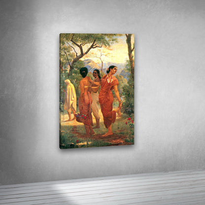 traditional rural Indian artwork canvas painting frame cultural wall art decor
