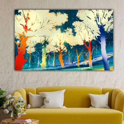 Abstract Canvas Painting Colourful Trees Frame for Wall Decoration | Big Size Large Painting | Canvas Painting