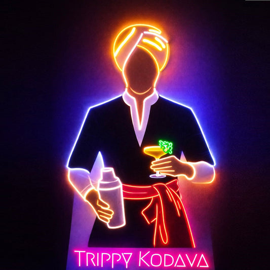 Trippy Kodava custom neon sign board LED bar wall light big size decor