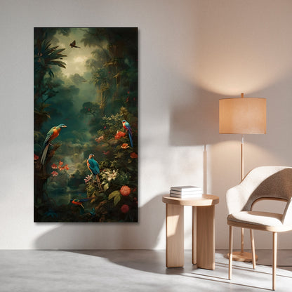 tropical forest birds canvas painting frame exotic jungle painting on canvas wall decor for living room