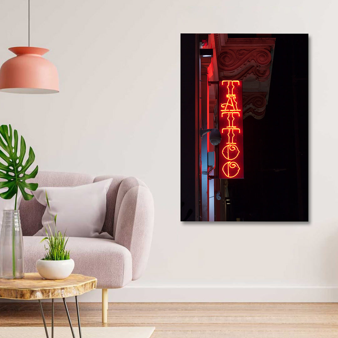 UV Tattoo Neon Sign Board Vertical Red LED Neon Light for Studio Wall