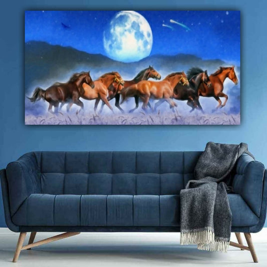 vastu running horses Abstract Canvas Wall painting Frame for Living Room Wall Decor Gifting