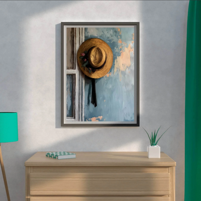 vintage hat canvas painting frame rustic window wall decor for living room modern home