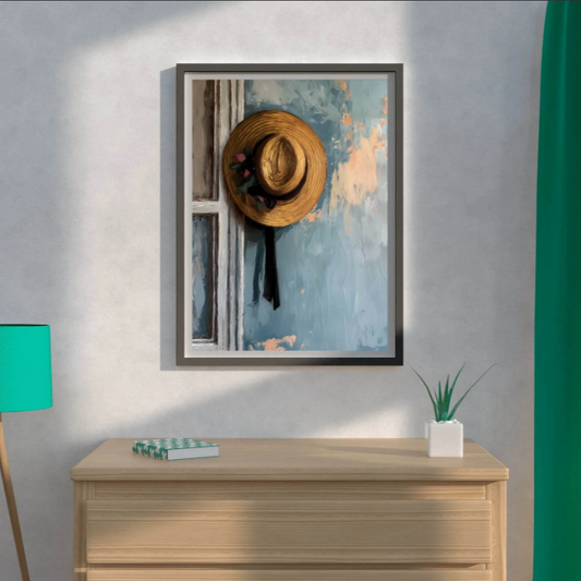 vintage hat canvas painting frame rustic window wall decor for living room modern home