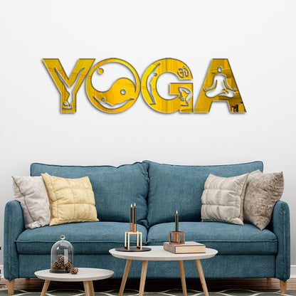 Yoga wall decal for decoration 3D Golden Mantra Wall Decor for Living Room Sanskrit Mantra Decor Acrylic self adhesive