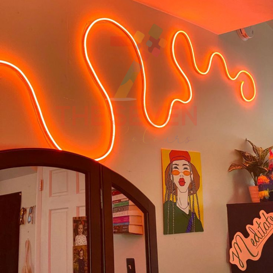 Wave abstract neon sign board customised orange neon light for bedroom wall decor