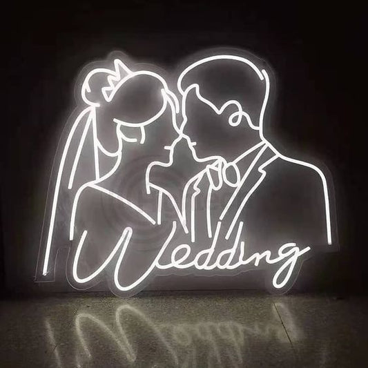 Wedding couple neon sign board customised white neon light for wedding stage backdrop