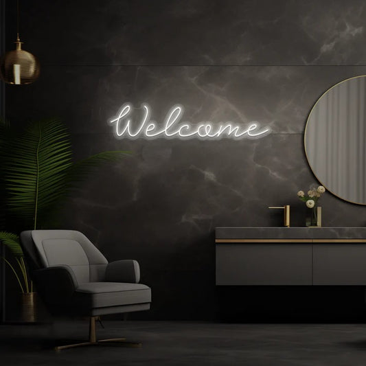 Welcome neon sign board warm white neon light entrance wall decor
