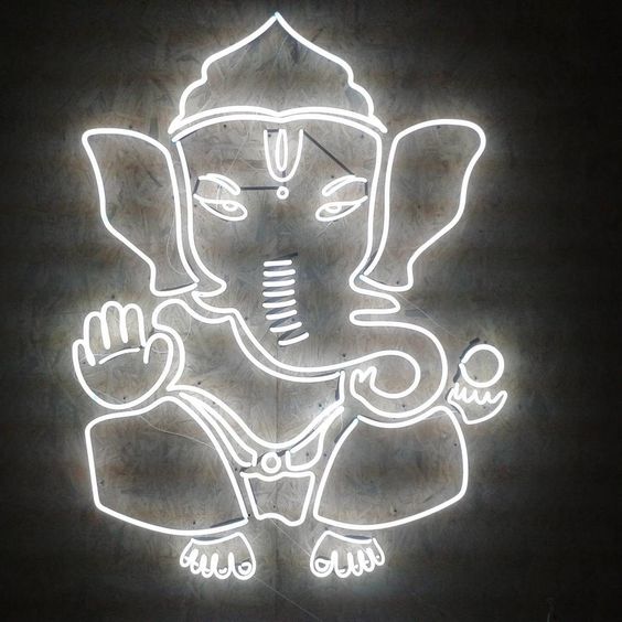White Ganesha neon sign board customised neon light for home temple wall decor