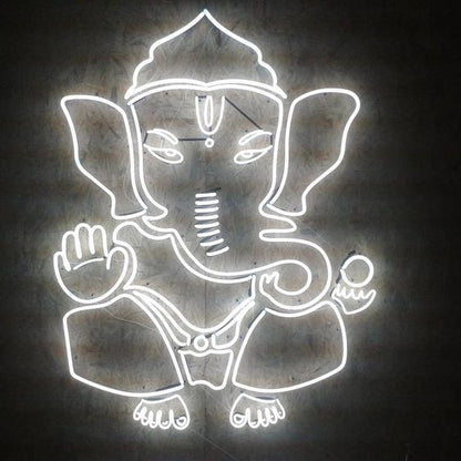 White Ganesha neon sign board customised neon light for home temple wall decor